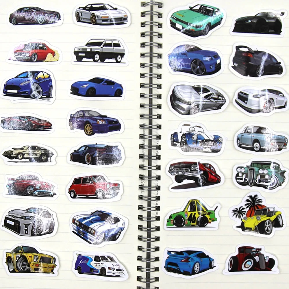 Retrofit Racing Car Graffiti Stickers | Waterproof Decal Set for Laptop, Guitar, Luggage, Bike, Skateboard