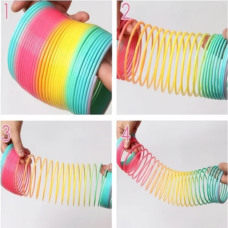 Rainbow Circle Folding Toy | Colorful Spring Coil Stress Relief Pen Holder
