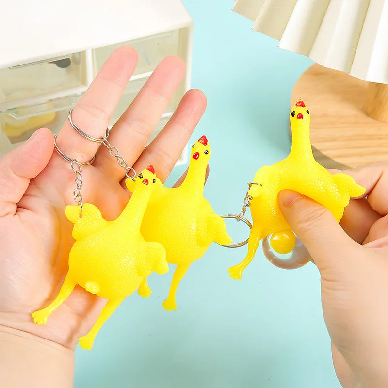 Funny Mini Chicken Keychain | Squeezable Egg-Laying Duck Toy