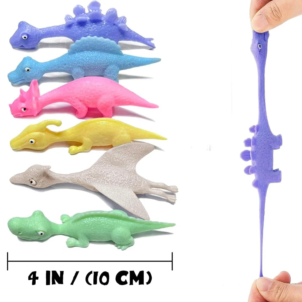 Sticky Squishy Rubber Flying Dinosaur Stress Relief Toys | 10-Pack Party Favors