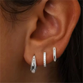 3Pcs Double Crystal Tragus Earring Floral Set | Cartilage Helix Stud Earrings Bulk Lobe Hoop Earring Lot Women Fashion Jewelry Gift