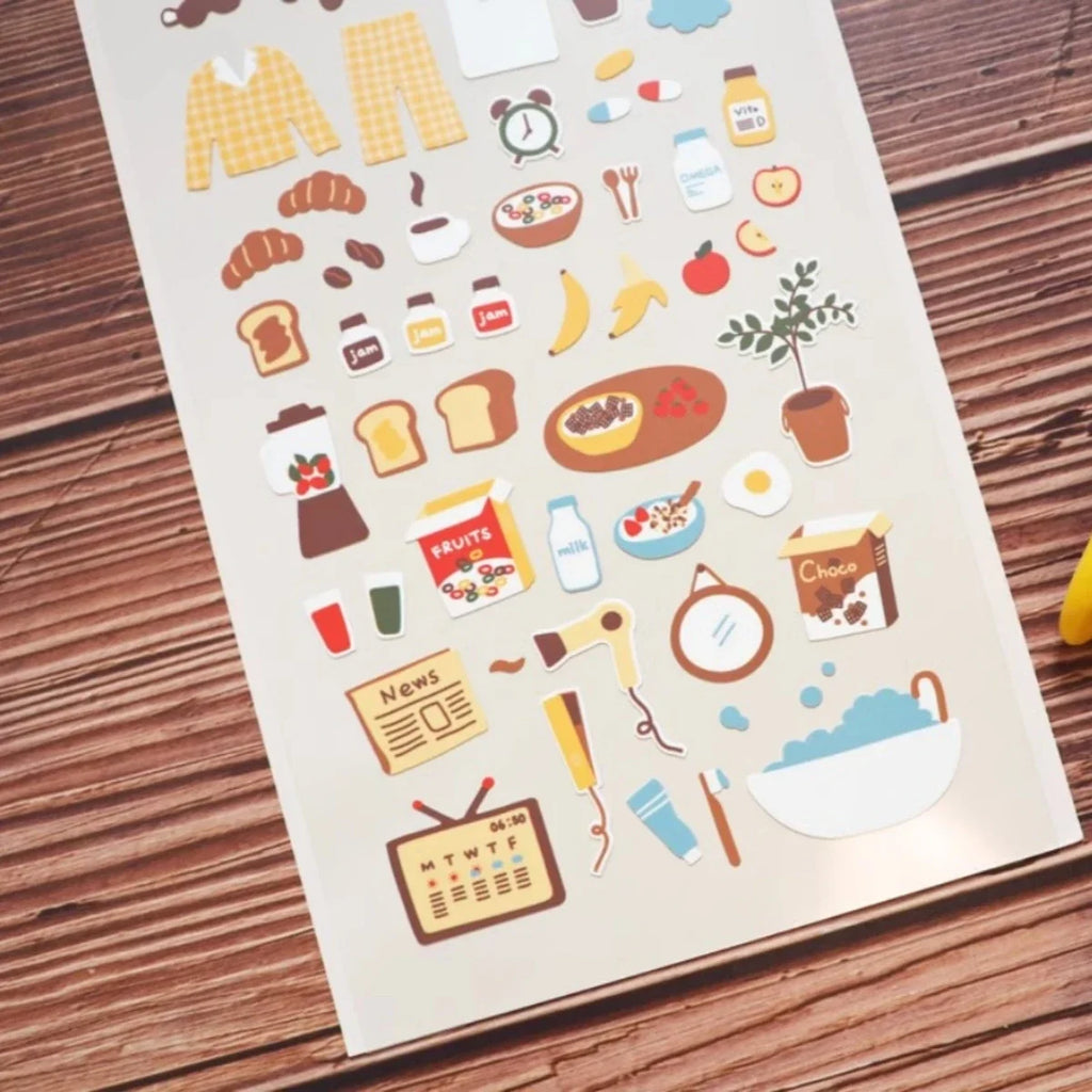 Korean Import Breakfast Stickers Set | Scrapbooking and Journaling Decor