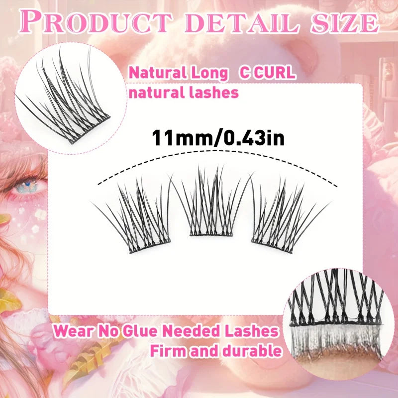 Self-Adhesive Eyelashes | No Glue Needed, C-Curl, Japanese-Korean Beauty Series for Everyday & Special Events
