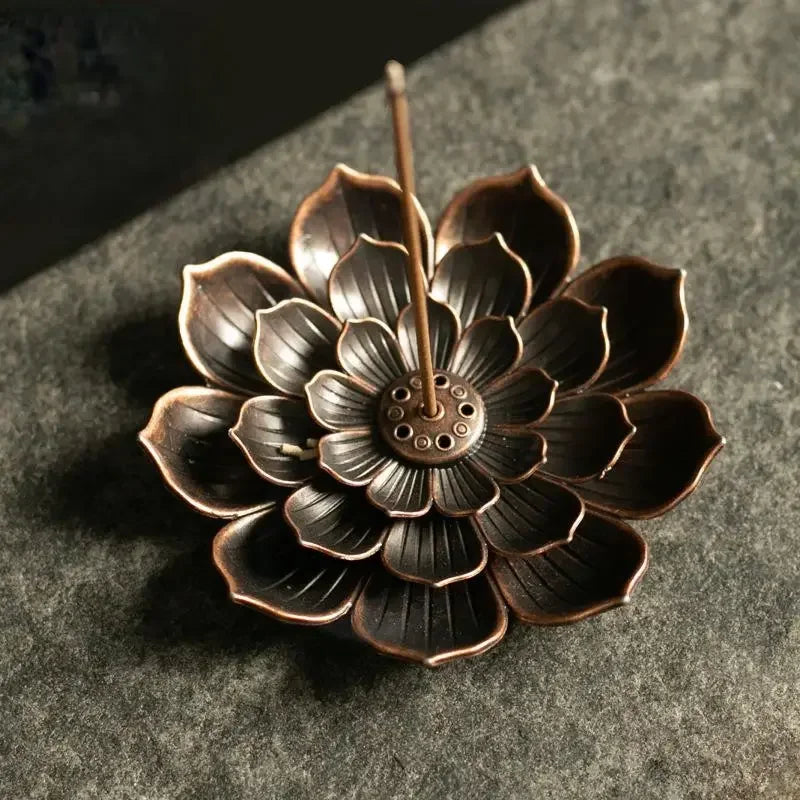 Lotus Incense Burner Stick Holder | Alloy Buddhism Meditation Decor