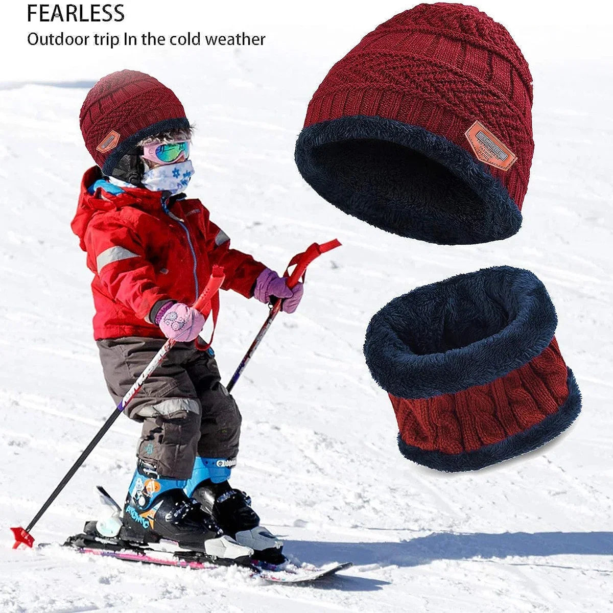 Kids Warm Knitted Hat and Scarf Set | Winter Accessories for Children