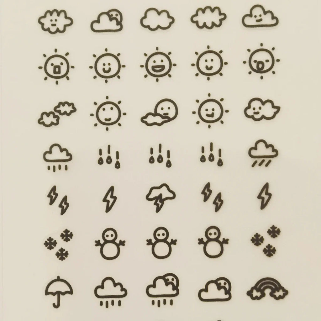 Sunshine Rain Weather Mini Sticker Set | Korean Import Scrapbooking and Journaling Stickers