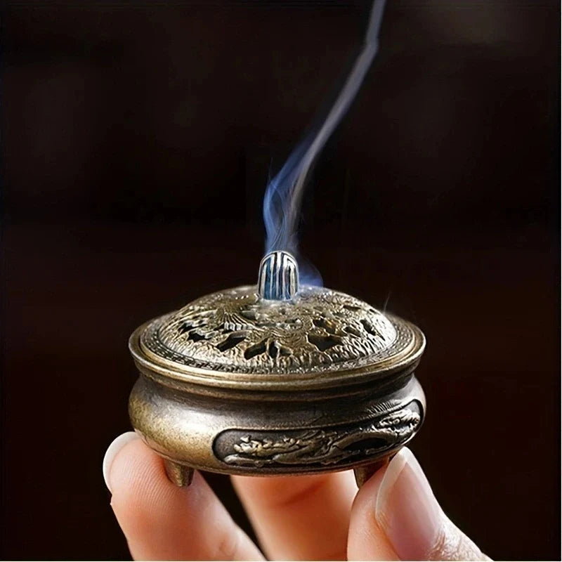 Mini Alloy Antique Three-legged Aromatherapy Stove | DIY Incense Burner for Tea Ceremony Decor
