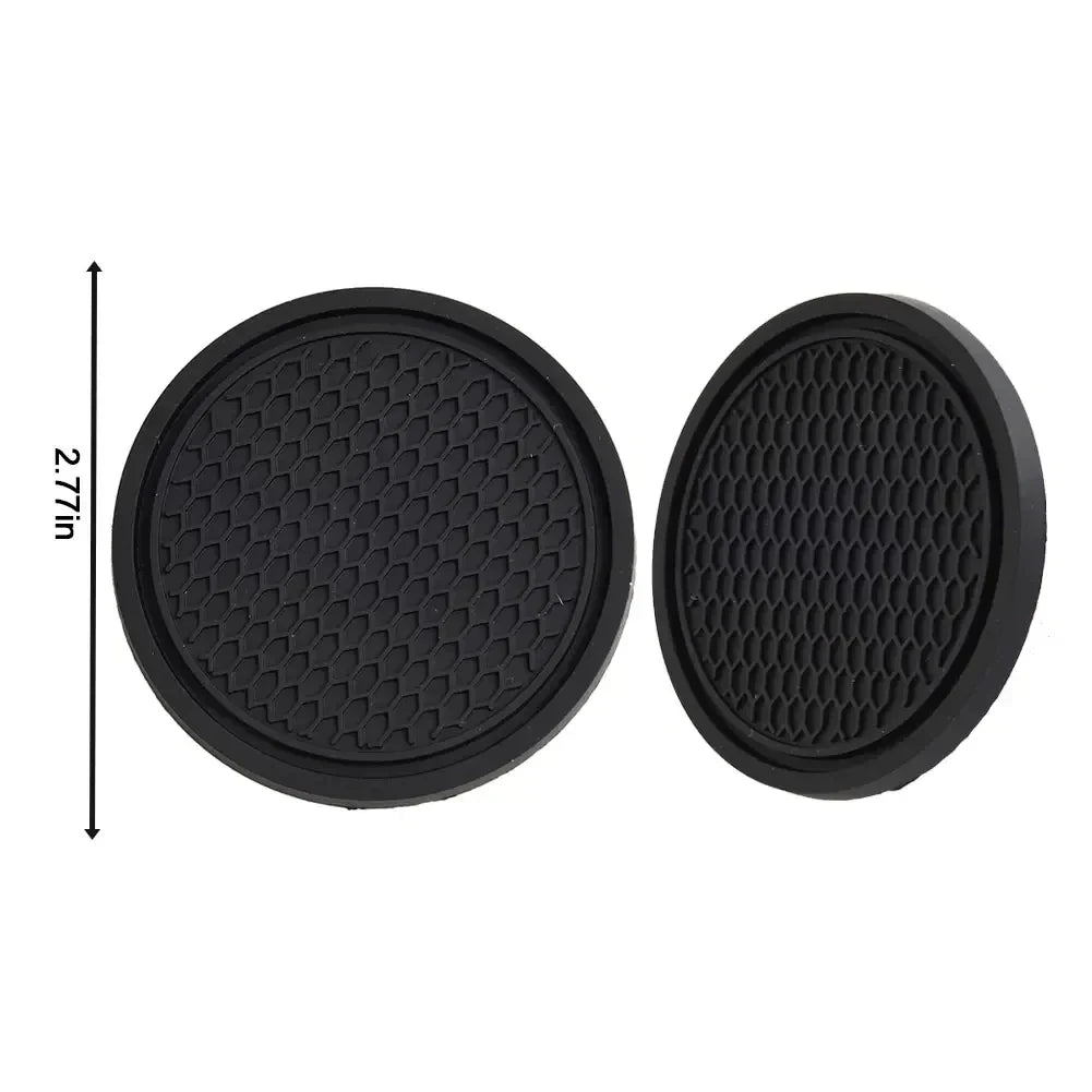 2pcs Black Car Cup Holder Anti Slip Coaster Pads | Universal Interior Accessories