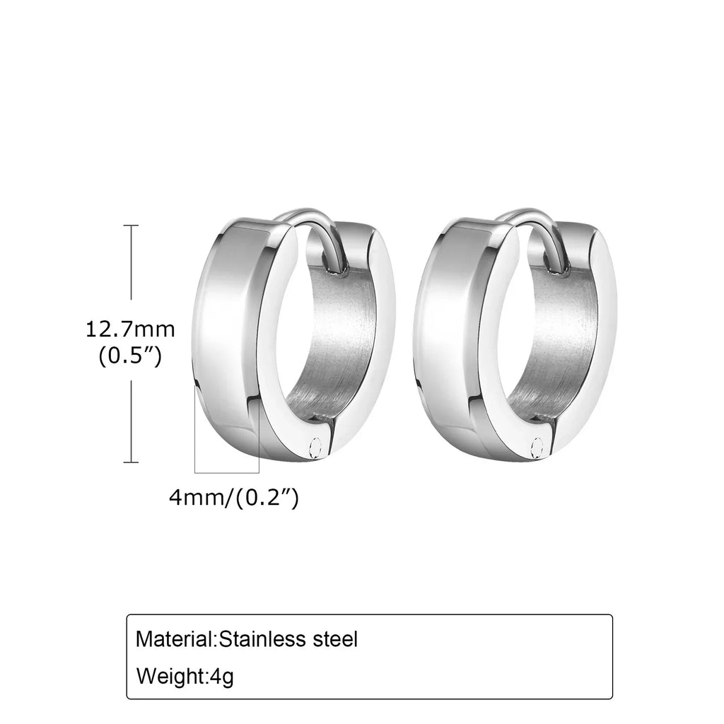 Men Hoop Earrings | Stainless Steel Small Huggies Earrings for Daily Wear