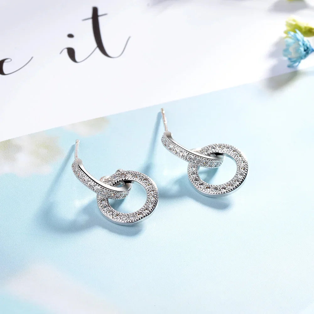 Sterling Silver Moissanite Circle Stud Earrings | D Color VVS1 Classic Jewelry