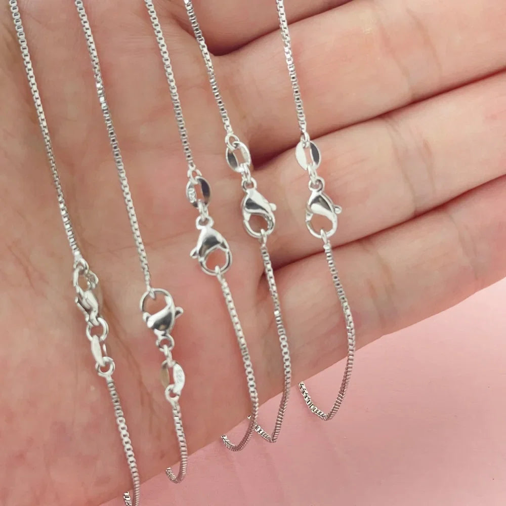 925 Sterling Silver Gold Plated Necklace | 1mm Box Chain Fine Jewelry for Women