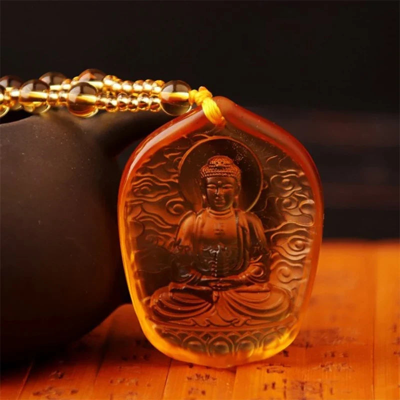Handcrafted Buddhist Mala Bead Necklace | Stone Buddha Pendant