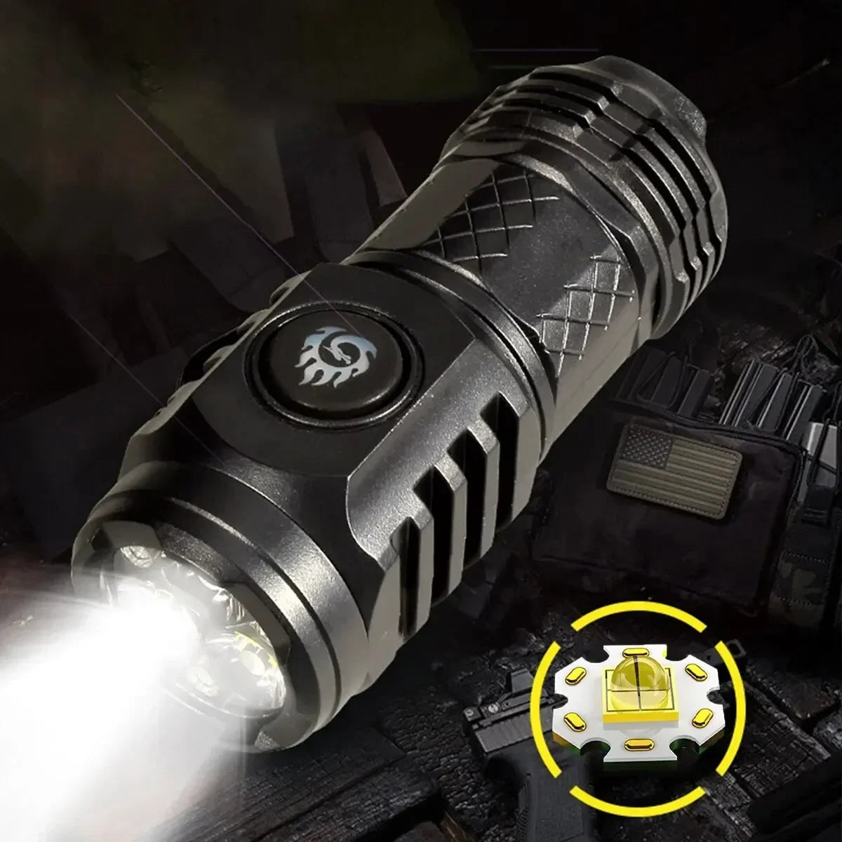 Portable High Brightness 3 LED Flashlight | Type-C Rechargeable Mini Outdoor Light
