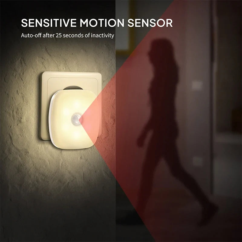 LED Night Light Plug-In with Motion Sensor | Small Wireless Night Lamp for Room Corridor Closet