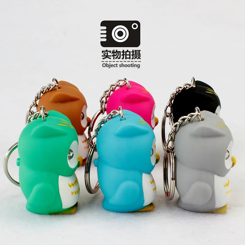 LED Owl Keychain with Sound and Light | Cute Bag Pendant for Keys