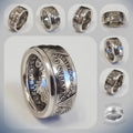 S925 Sterling Silver Ring | Thai Silver Vintage National Emblem Motto Ring for Men