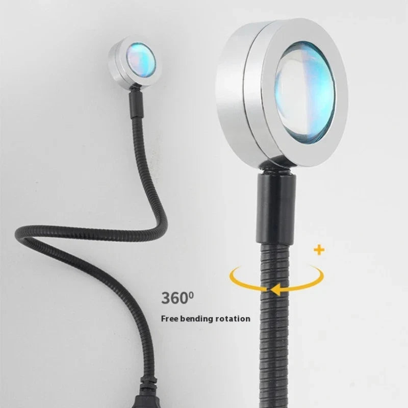 USB Sunset Projection Lamp | Rainbow Atmosphere Night Light for Photography and Room Decor