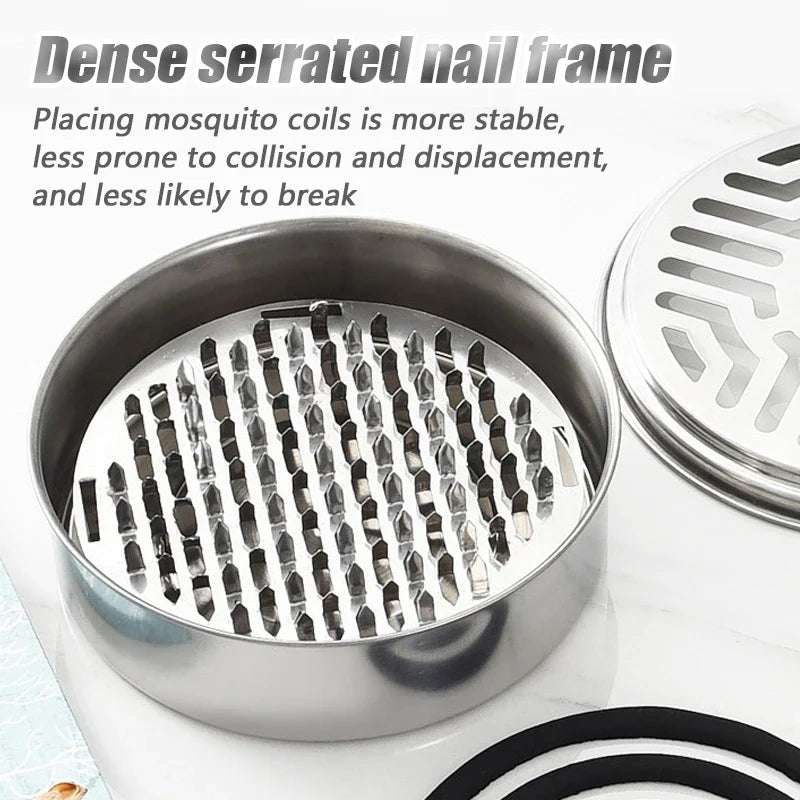Round Mosquito Coil Holder with Cover | Stainless Steel Burner Tray