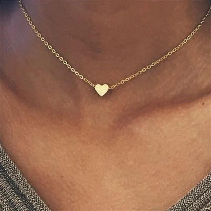 Tiny Heart Pendant Necklace for Women | Short Chain Bohemian Choker
