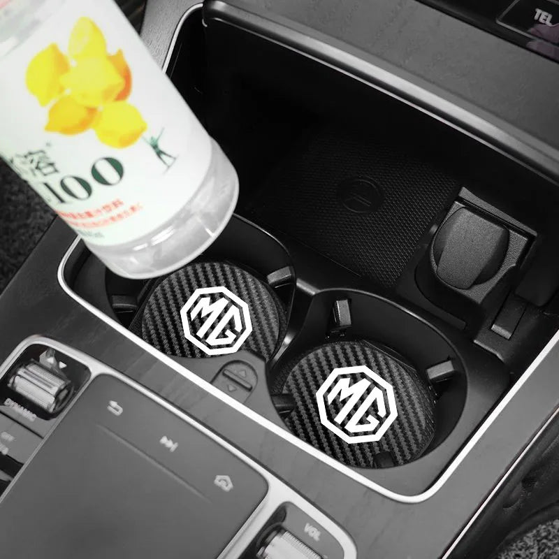 2Pcs Car Coasters Carbon Fiber Cup Holder Mat | Interior Accessories for MG Models