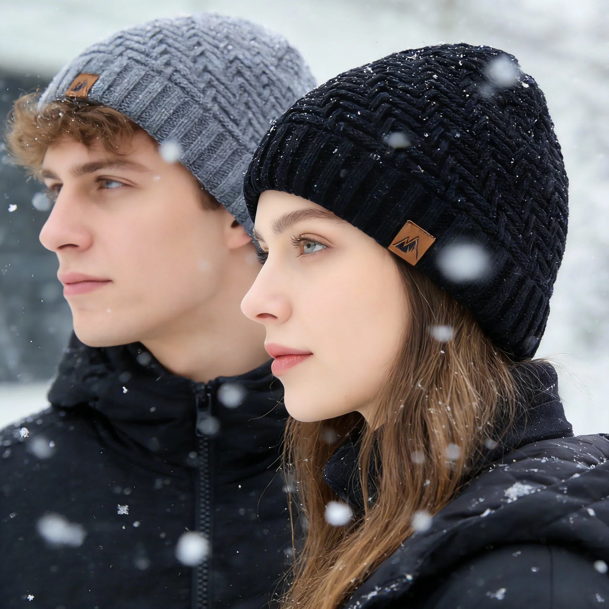 Unisex Peak Labal Winter Hat | Warm Knitted Beanie with Plush Fur Lining