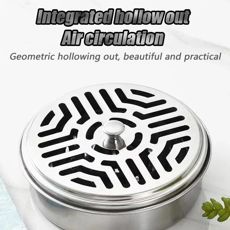 Round Mosquito Coil Holder with Cover | Stainless Steel Burner Tray