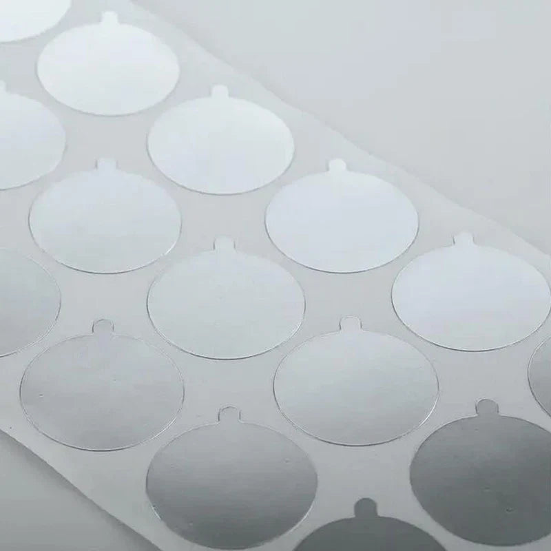 Universal Metallic Silver Aluminum Foil Seal Stickers | Tamper-Proof Bottle Seals
