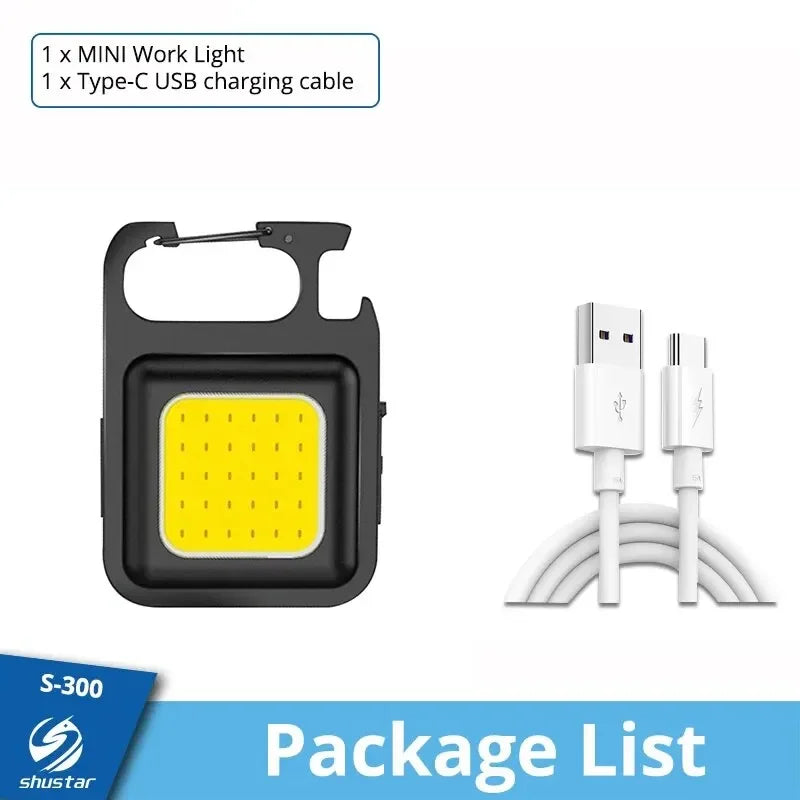 Super Bright MINI COB Keychain Flashlight | Rechargeable LED Camping Light with Magnet