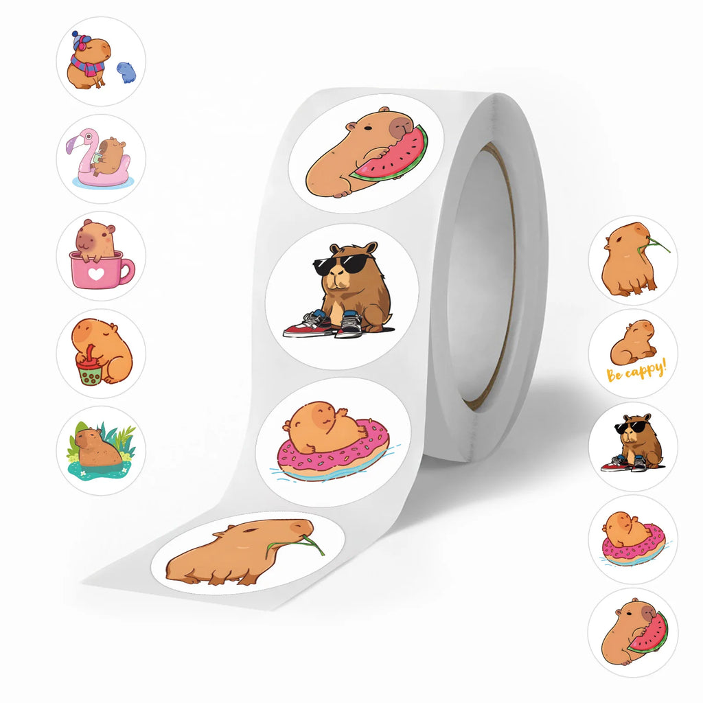 Cute Plump Capybara Cartoon Stickers | 100-500pcs Kawaii Animal Sticker Set for DIY Scrapbooking and Rewards