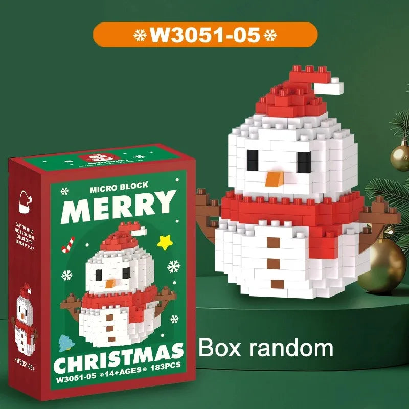 Christmas Micro Building Block Set | Santa and Reindeer Puzzle Toy