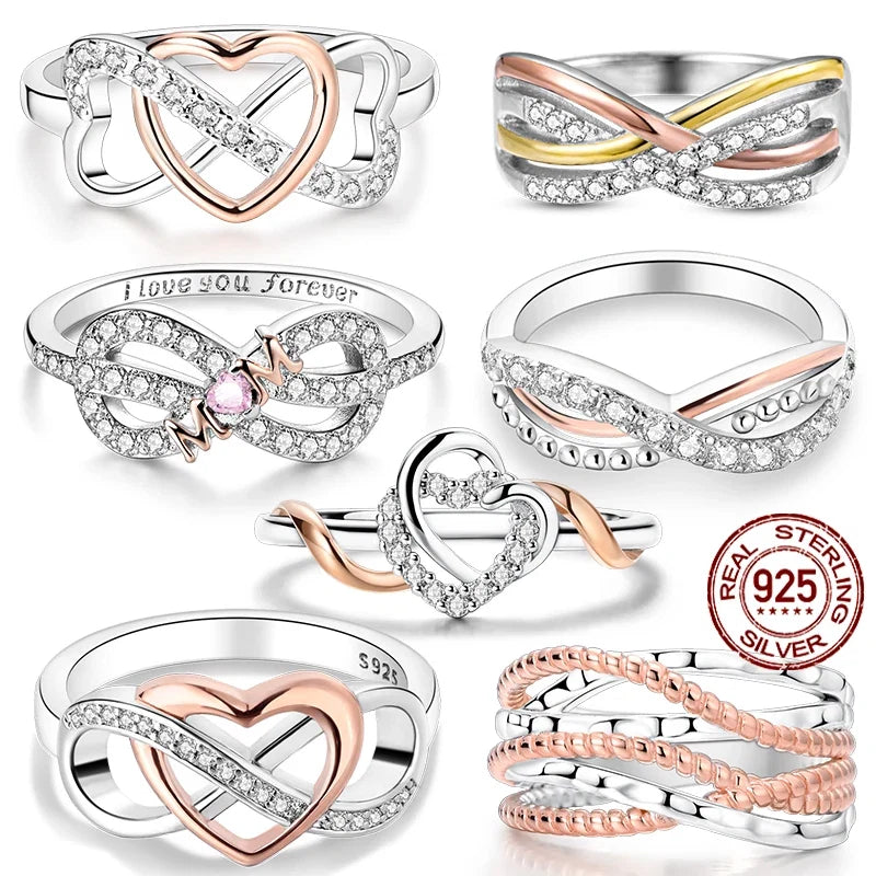 925 Sterling Silver Rose Gold Plated Infinity Heart Ring | Eternal Love Jewelry Gift for Mom
