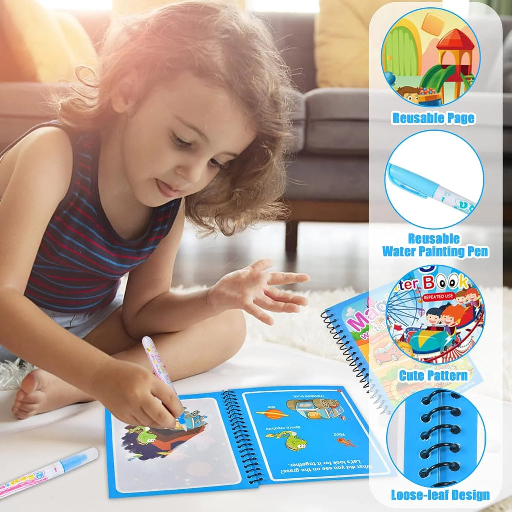 Kids Graffiti Picture Book With Refillable Water Pen | Magic Water Drawing Toy