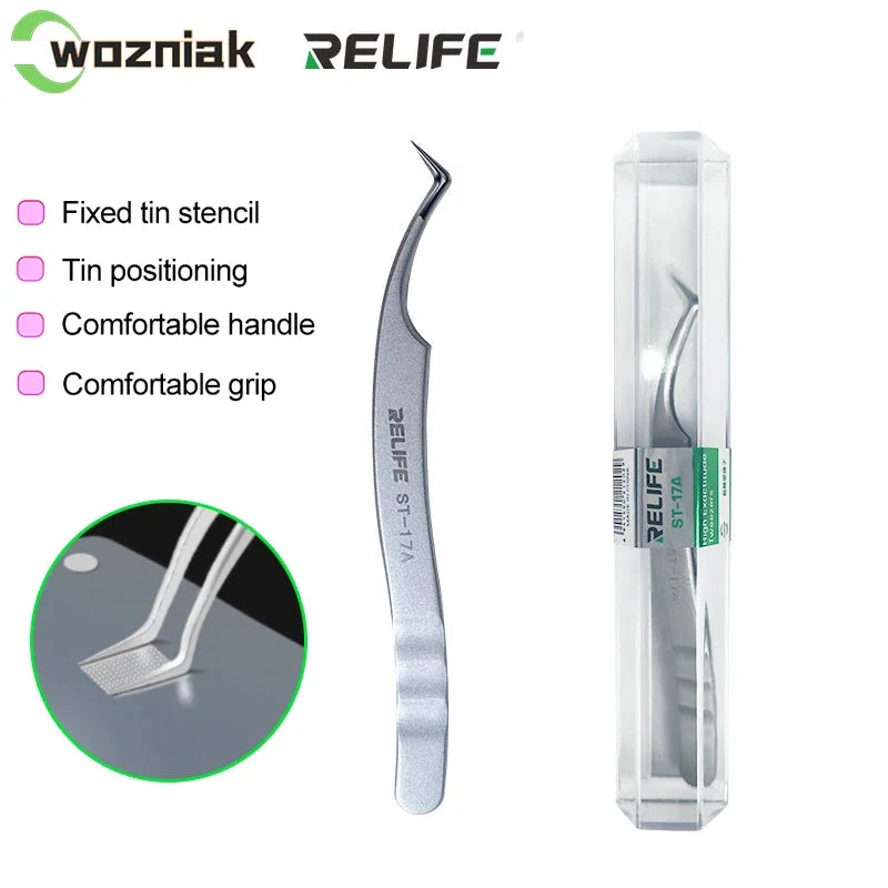 RELIFE ST-17A Ultra-Precision Tweezers | IC Chip Tinning & BGA Stencil Repair Tool