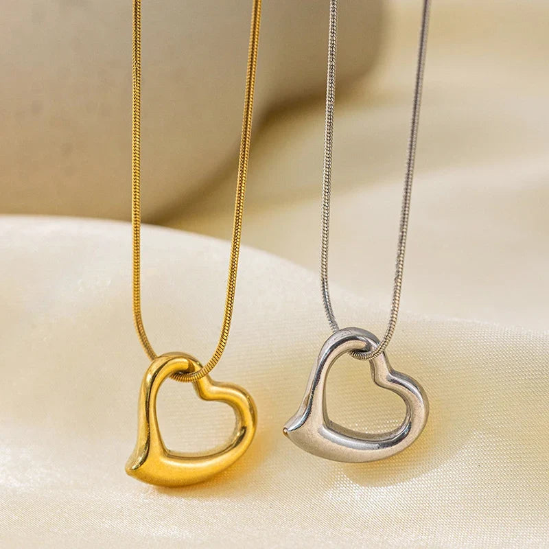 316L Stainless Steel Heart Necklace with Delicate Chain | Hypoallergenic Jewelry Gift for Women