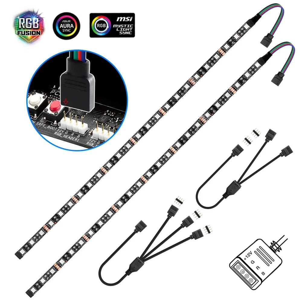 RGB Gaming LED Strip Splitter Kit | 12V Aura Sync for PC Case