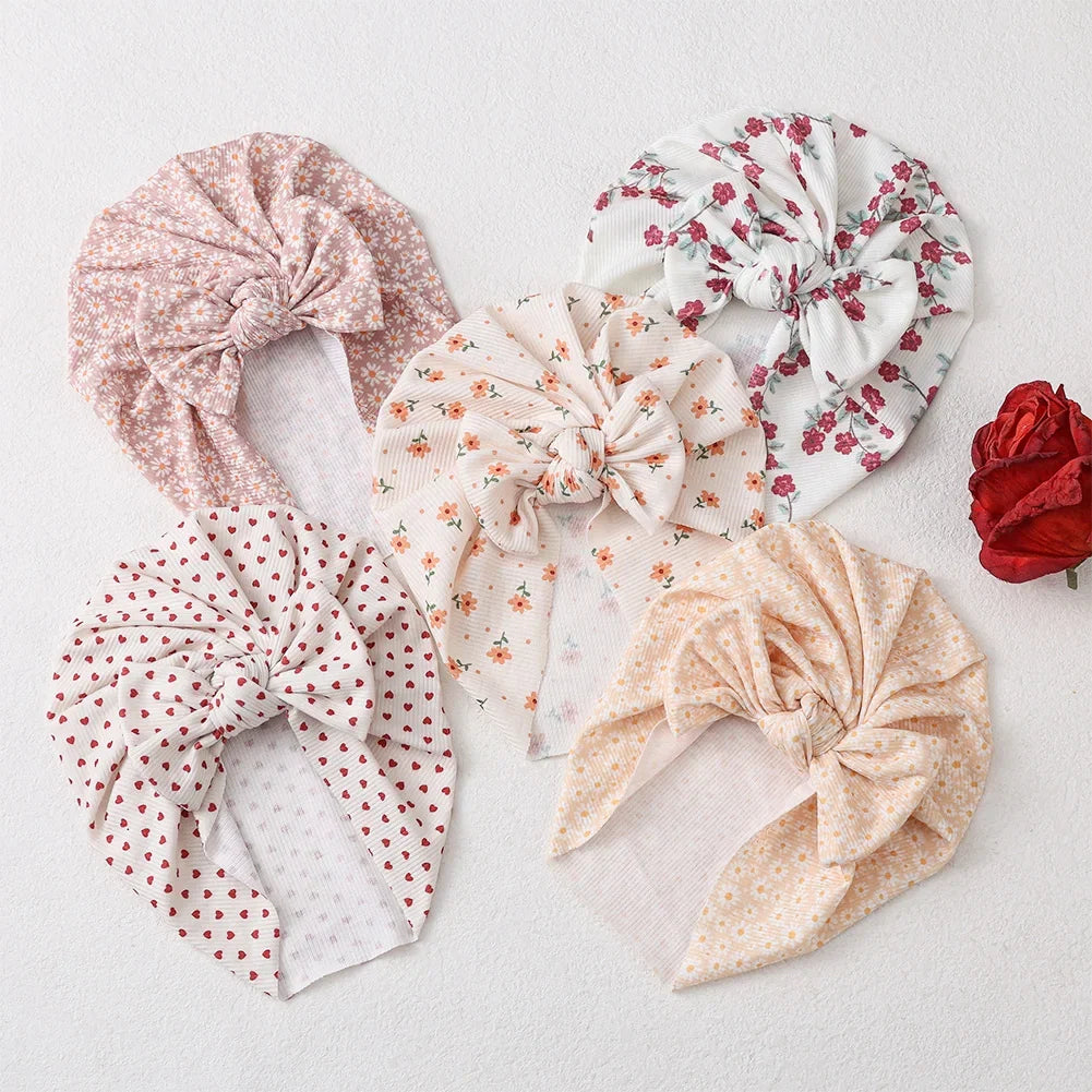 Baby Turban Hats with Prints | Soft Knit Newborn Caps