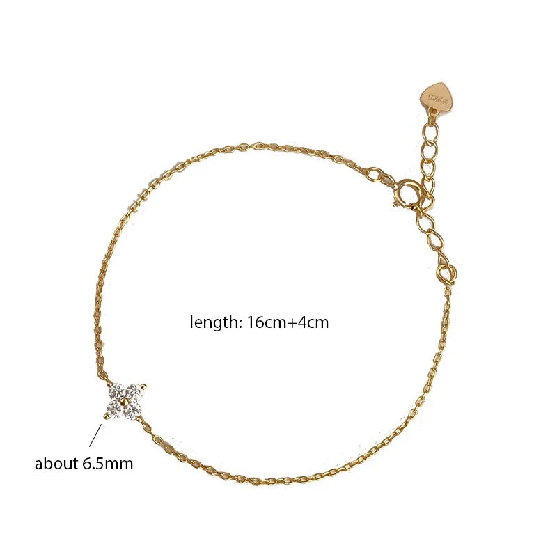 Four Leaf Clover Cubic Zirconia Bracelet | Trendy Chain Link Bracelet for Women