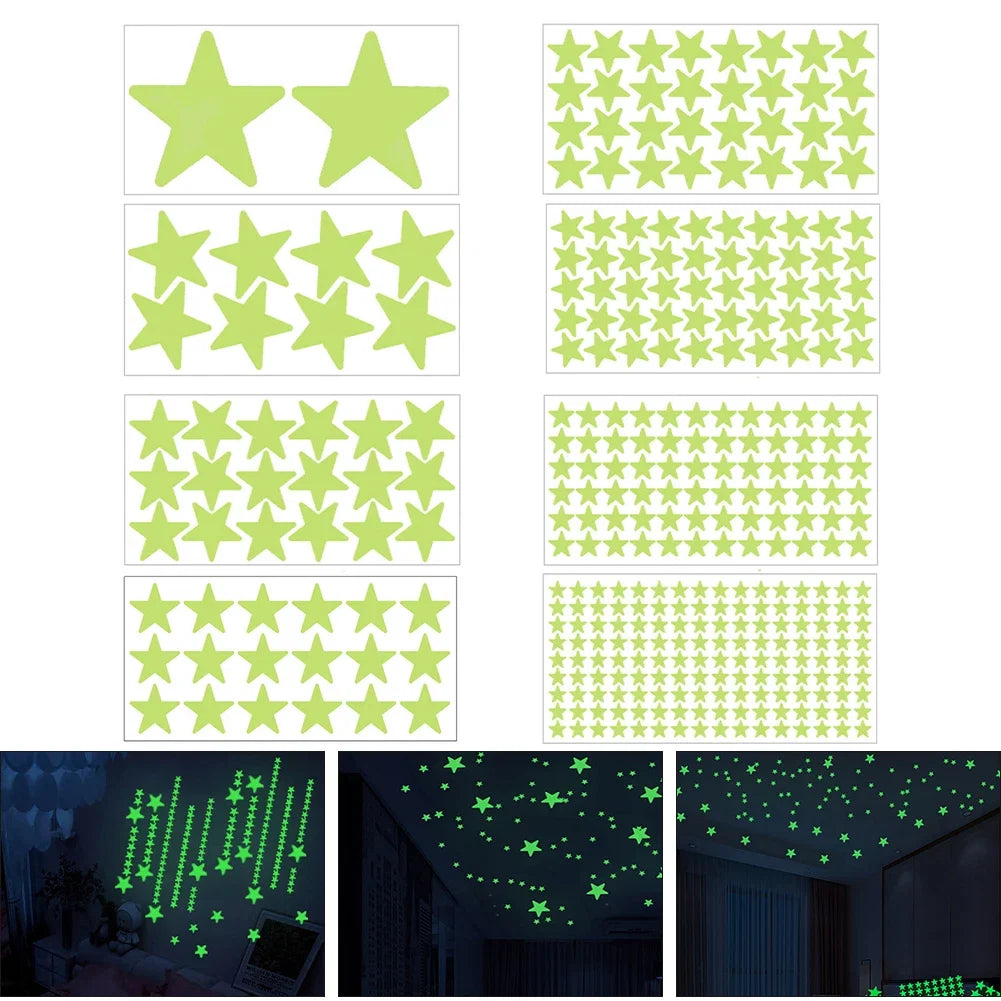 Glow In The Dark 3D Stars Moon Wall Stickers | Creative Luminous Room Decor