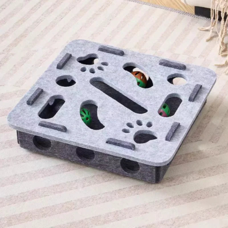 Interactive Maze Cat Toy | Felt Plush Puzzle with Bell Ball