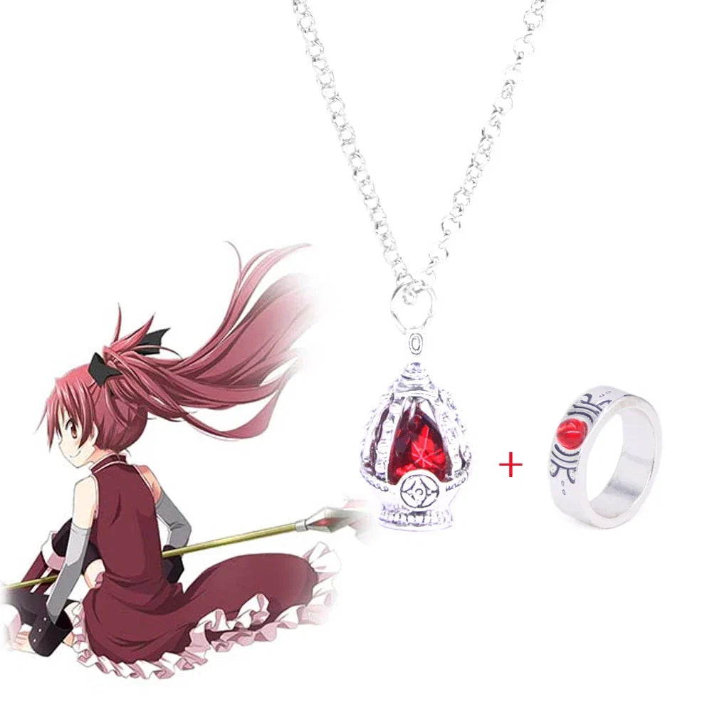 Madoka Magica Soul Gem Necklace Set | Kaname Madoka Mami Pendant Jewelry