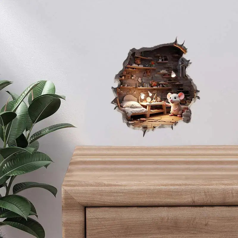 Mouse Hole Wall Decal Sticker | Removable Funny Wall Decoration