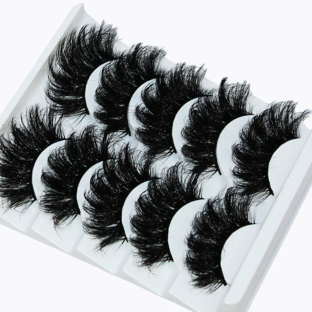 Thick Dramatic Faux Mink Eyelashes | 5 Pairs of Fluffy 3D Lashes for Dramatic Volume