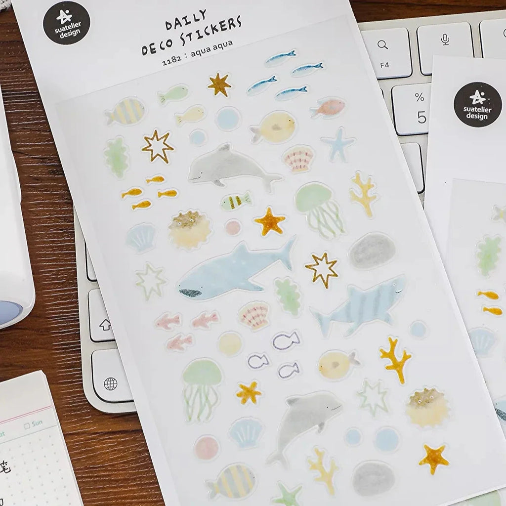 Ocean Sea Life PVC Sticker Set | Scrapbook Decor and DIY Stationery
