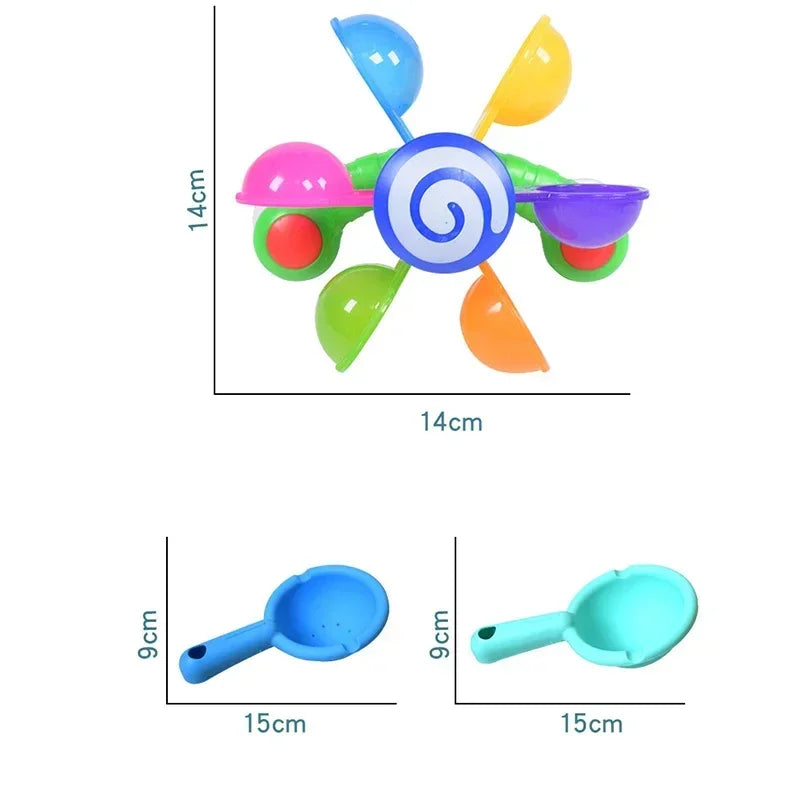 Rainbow Windmill Toddlers Bathing Sucker Water Spray Toy | Colorful Waterwheel Baby Bath Toy Set