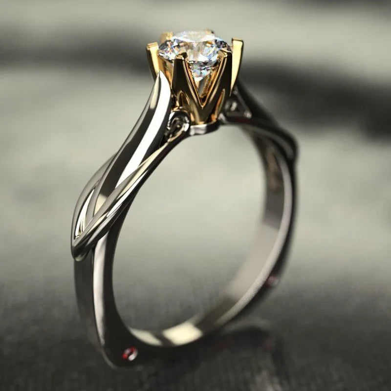 925 Sterling Silver Six Claw Ring with Zircon | Simulated Moissanite Wedding Band