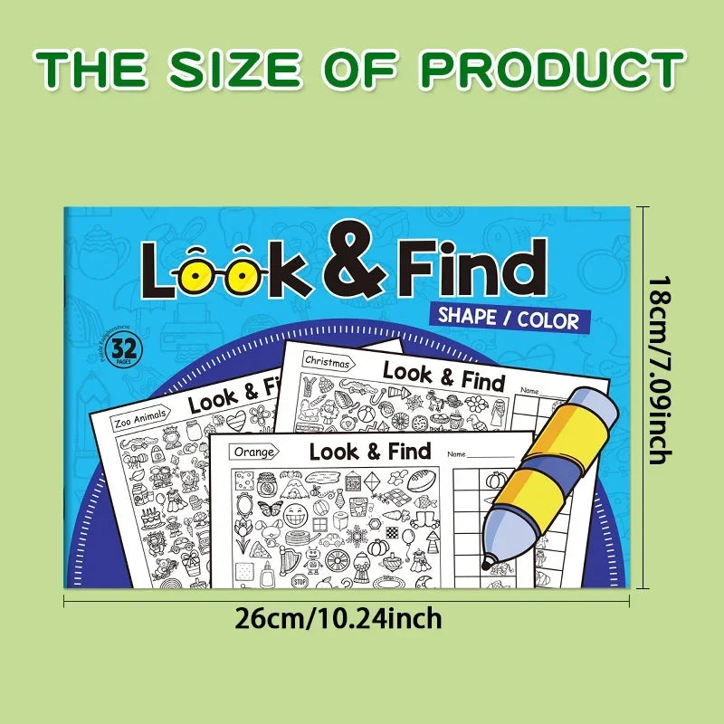 32 Pages Kids Drawing Notebook | Look & Find Shape Game for Fun Concentration & Attention Exercise