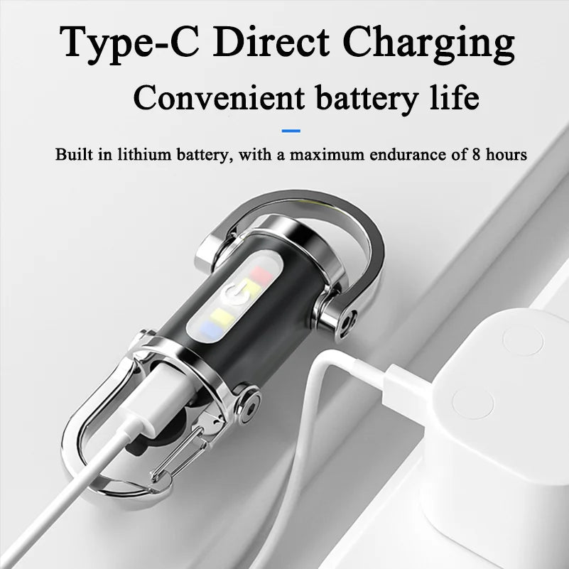 COB LED Flashlight Keychain | USB Rechargeable Waterproof Mini Flashlight