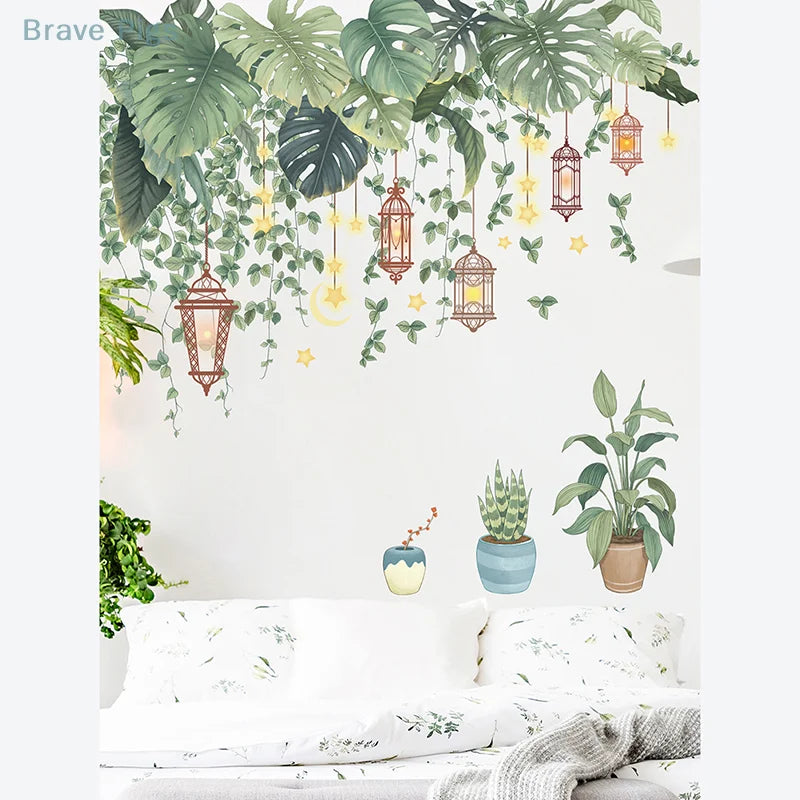 Green Leaves Wall Stickers | Tropical Vinyl Decals for Home Decor