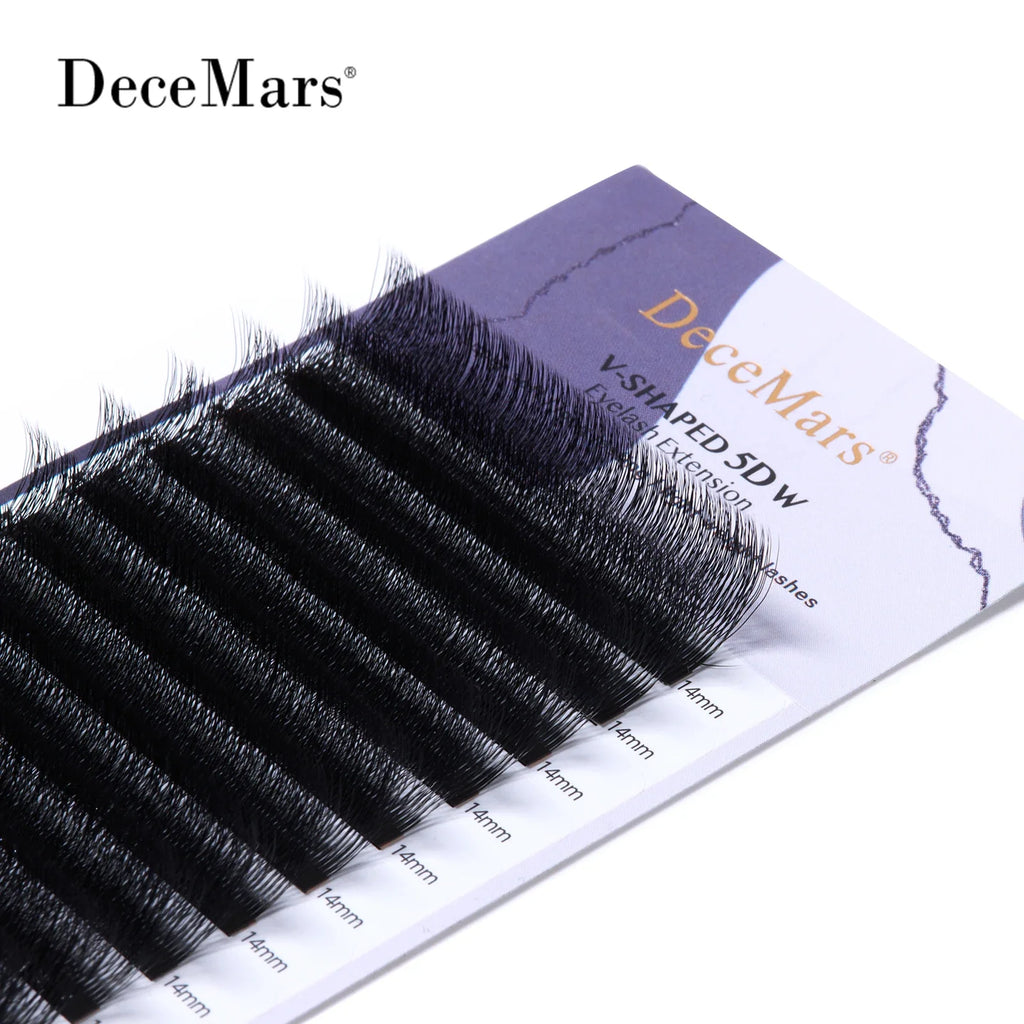 DeceMars V-shaped 5D Eyelash Extensions | Matte Black 12 Rows Tray