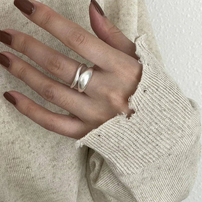 VENTFILLE 925 Sterling Silver Irregular Ring | Geometric Minimalist Jewelry for Women